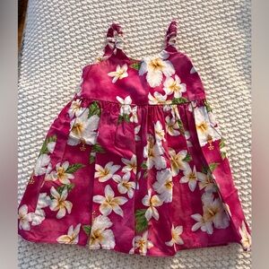 Girls' Fuchsia Floral Sundress with Plumeria Print